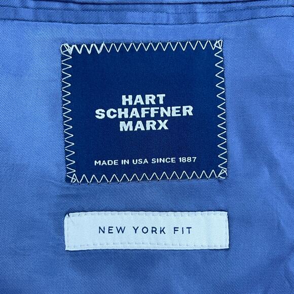 Hart Schaffner Marx HSM Men Size 44S New York Fit Sport Coat Windowpane Grey USA - Picture 13 of 16